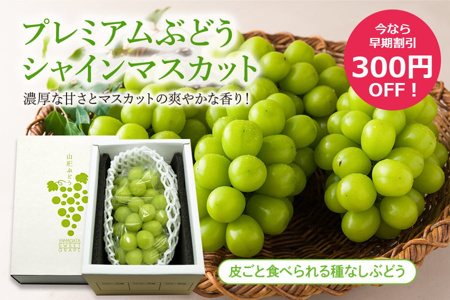 【早期予約でお得！】今だけ300円OFF！プレミアムぶどうシャインマスカット1房(600g以上)