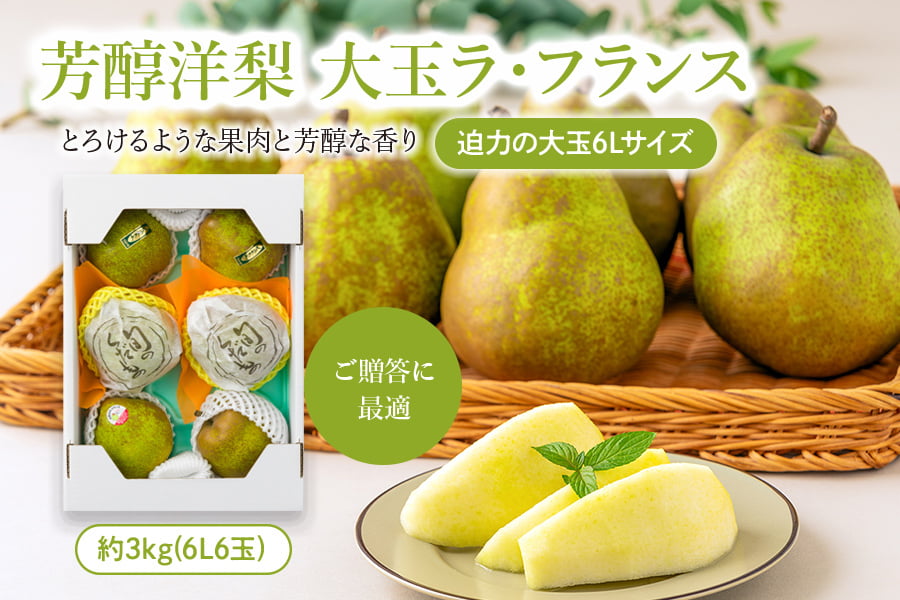 芳醇洋梨 大玉ラ・フランス約3kg(6L6玉)